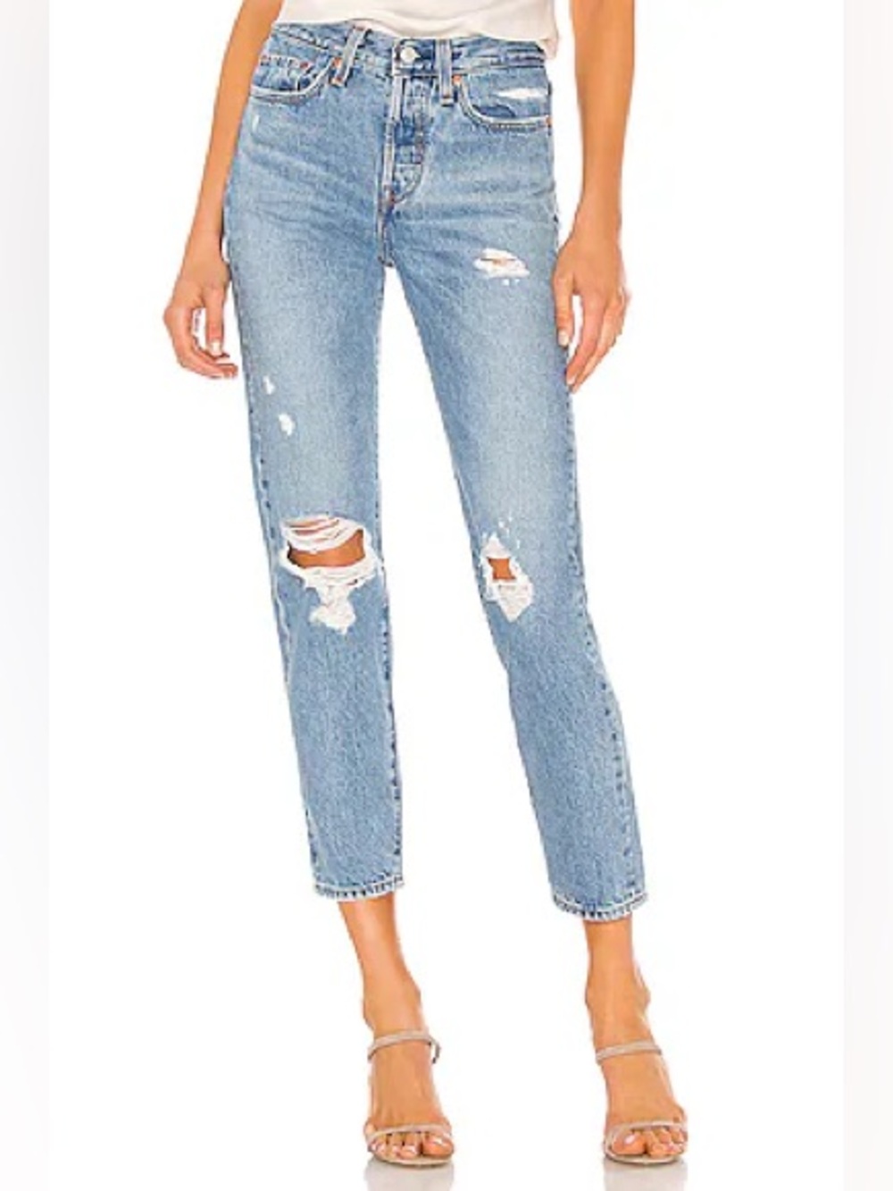 Levi’s Wedgie Icon Fit Jeans 27 High Rise Distressed Straight Light Wash